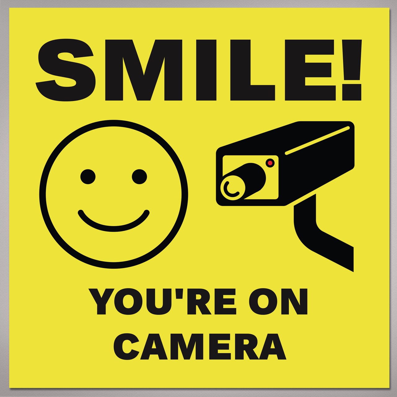 Avery Smile You're on Camera Video Surveillance Labels, Waterproof, UV Resistant, Preprinted, 4" x 4", 8 Labels